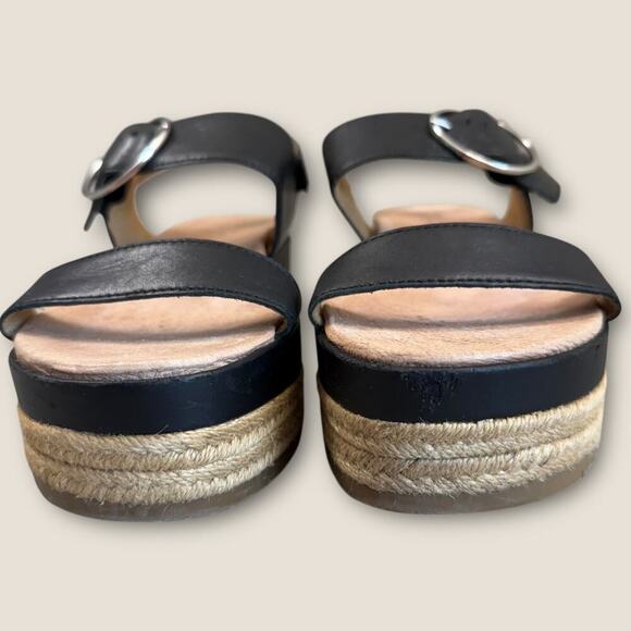 UGG Leather Ankle Strap Platform Espadrille Sandals Women Size 9.5 April Black - Picture 3 of 12